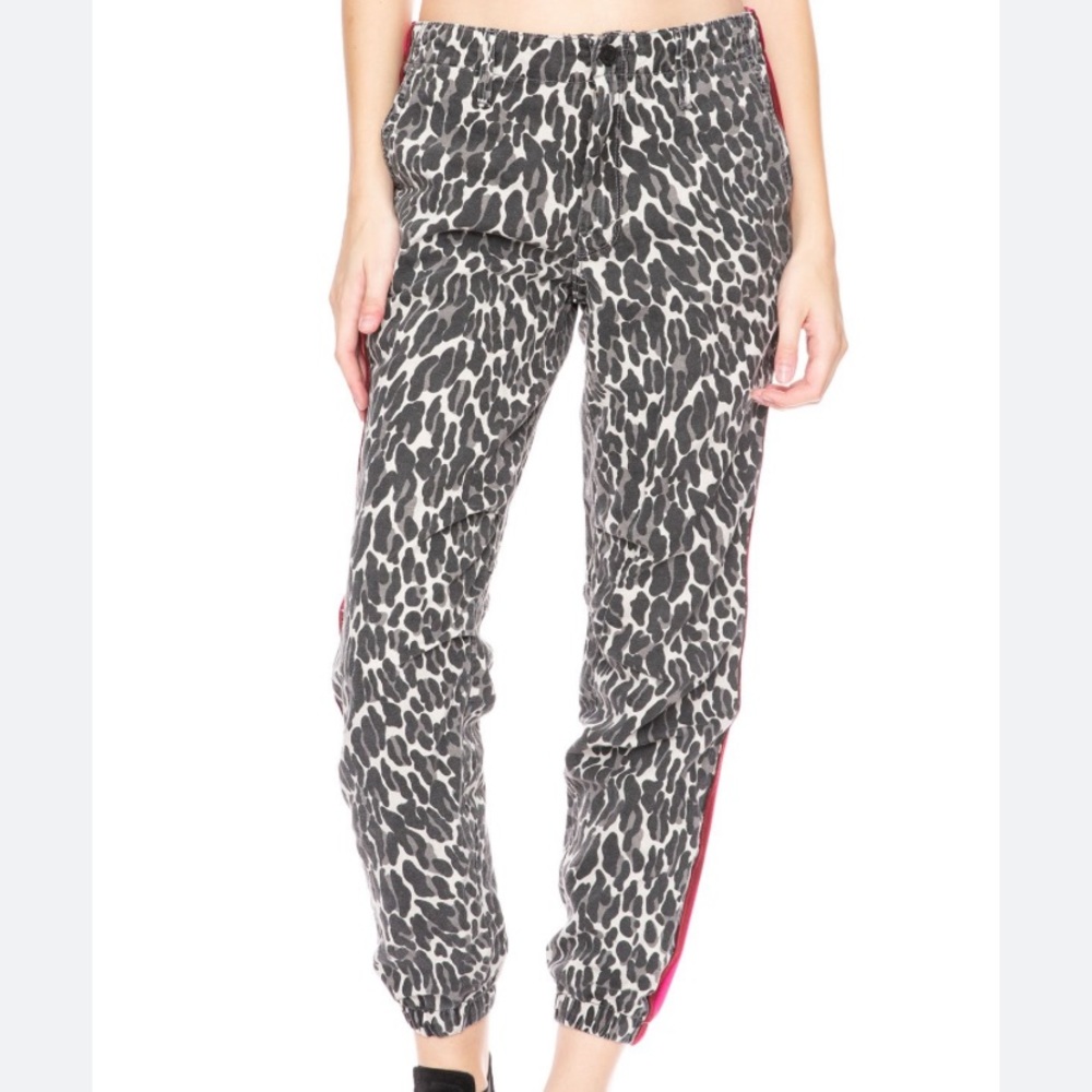 Designer Mother Brand Iconic Striped Leopard Print Jogger Jeans MSRP $220 Sz 27